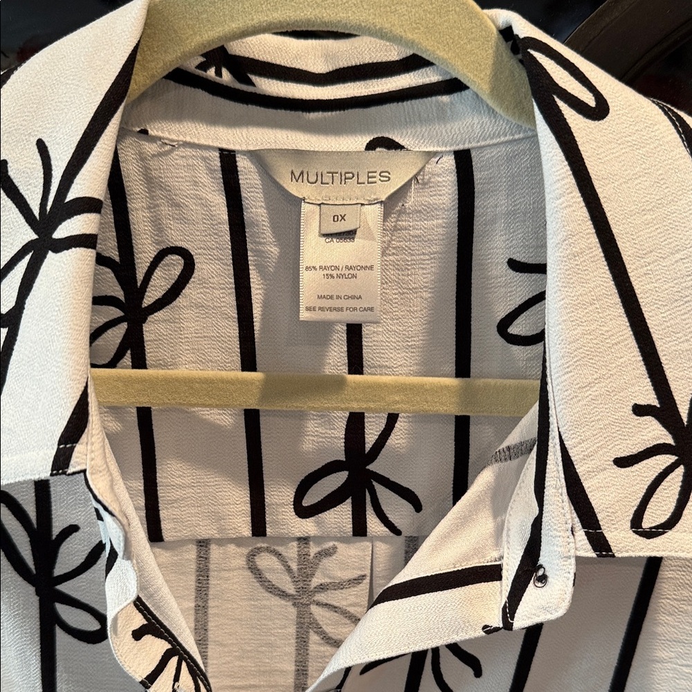 Multiples Black and White Striped Women's Blouse - Picture 2 of 11